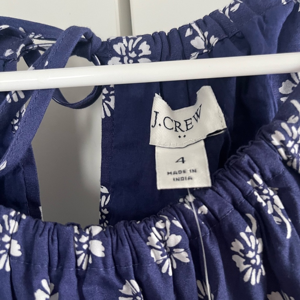 J. Crew Navy Blue Printed Halter Maxi Dress with White Motif - Picture 3 of 5